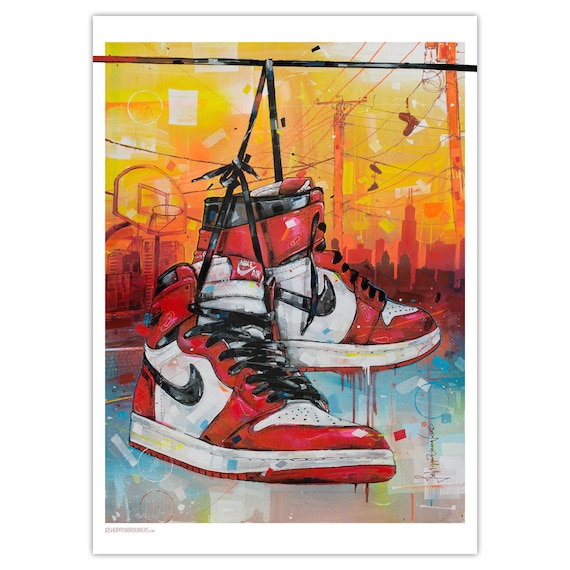 Nike Air Jordan 1 Retro High chicago Print 50x70cm | Etsy Australia