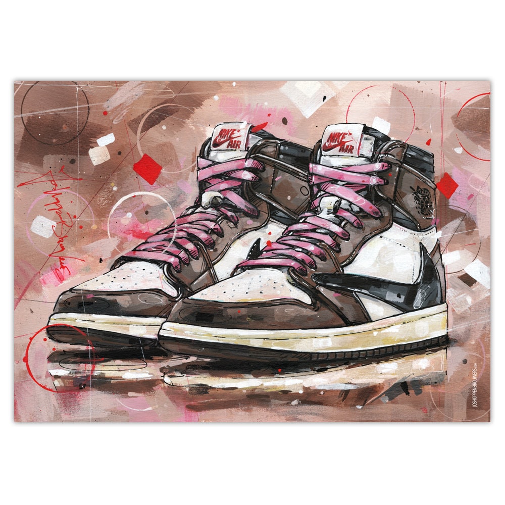 Nike air Jordan 1 alto travis scott póster. 50x70cm Cordones | Etsy España