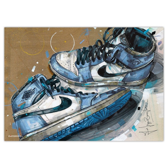 Nike Air Jordan 1 High University Blue Poster 50x70cm - Etsy