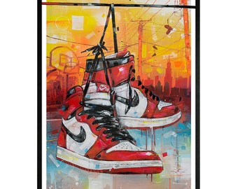 Nike Air Jordan 1 Retro High chicago Print 50x70cm | Etsy Australia
