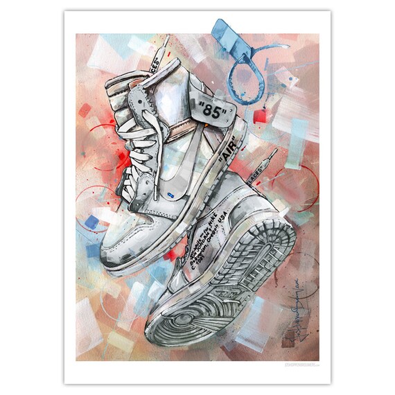 Nike air Jordan 1 estampado retro High Off-White White. | Etsy España