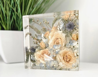 15cm Square Block Flower Preservation, Wedding, Bouquet, Anniversary, Funeral, Memorial, Birthday