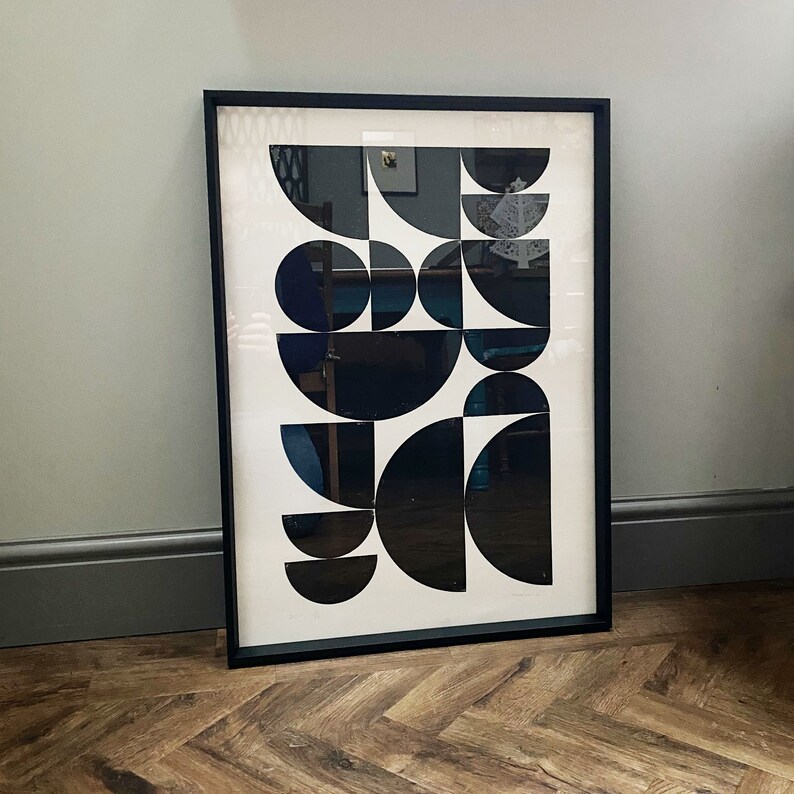 Minimal Geometric 70 x 50cm Mid-Century art Modern Block Print Original Block Print Abstract Original Print