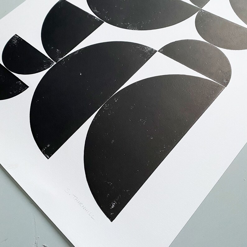 Minimal Geometric 70 x 50cm Mid-Century art Modern Block Print Original Block Print Abstract Original Print