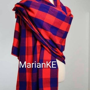 African Masai Maasai Shuka Blanket Shawl Scarf Sarong Kimono 59x79 Kenya  Red