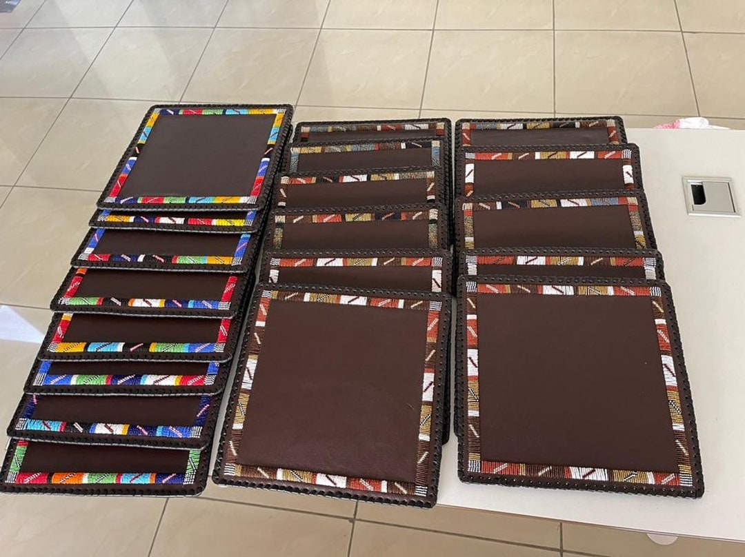 Table Mats,leather Table Mats,beaded Table Mats,table Oasters,handmade