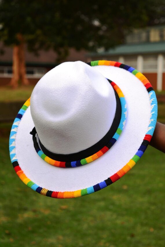 White Beaded Fedora Hat fedora Fashion 