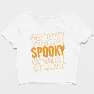 Halloween Crop Top, Spooky Halloween Party Cropped Top, Hallows&#39; Eve Custom Crop Top, Halloween T-shirt, Cute Crop Top, Fun Party Wear