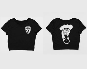 Bigfoot Tshirt, Certified Bigfoot Crop Top, Sasquatch Footprint Tee, Yeti Cropped Top, Bigfoot Gift, Camping Tshirt, Adventure Shirt