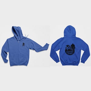 Bigfoot Full Zip Hoodie, Bigfoot Hunter Zip Up Sweatshirt, Bigfoot Hunter Full Zip Hoodie, Believe in the Legend, Cryptid Enthusiasts Hoodie