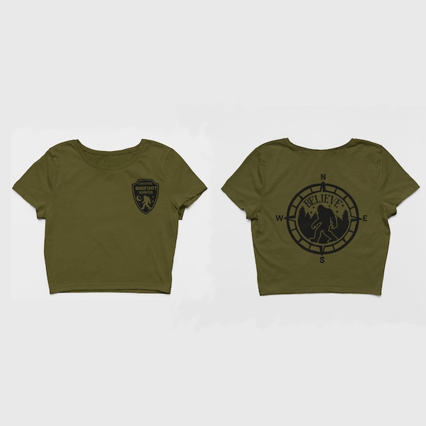 Bigfoot Tshirt, Certifeid Bigfoot Crop Top, Compass, Believe Tee