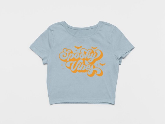 Halloween Crop Top, Spooky Vibes Crop Top, Retro Halloween Shirt, All Hallows' Eve Custom Cropped Top, Spooky Season Tshirt, Fall Vibes Tee