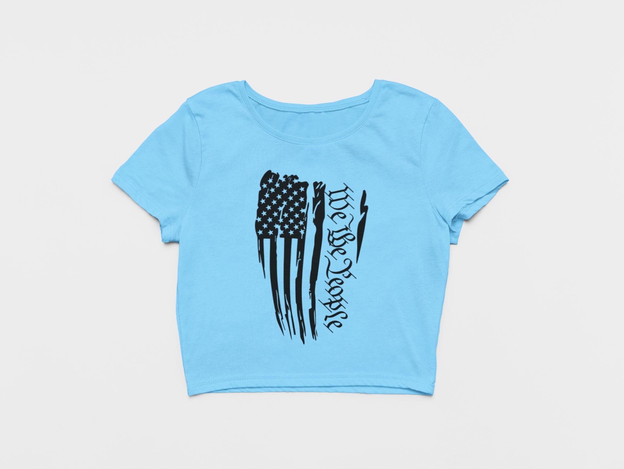 Women's 4th Of July Crop Top - American Flag Print, "We The People" Tee, Patriotic Independence Day Shirt - View #3
