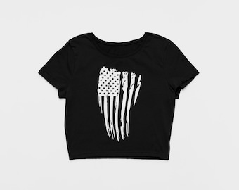 Memorial Day Crop Top, Fourth of July Crop Top, Independence Day Top, American Flag Crop Top, Patriotic Shirt, American Pride Graphic Tshirt