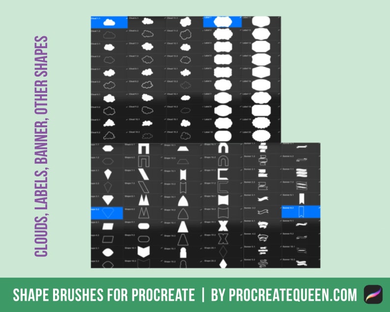 400 Shape Brushes Procreate Stamp Brushes Procreate Brushes Etsy