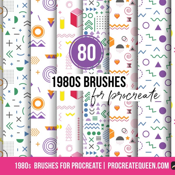 Memphis pattern brushes,  80s pattern, 90s pattern, pattern brushes, procreate pattern, procreate pattern brushes, procreate brushes