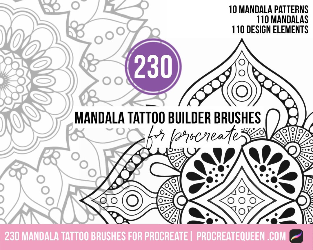 230 Mandala Tattoo Procreate Brushes: Stamps & Patterns (digital ...