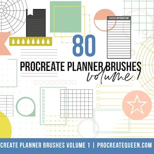 80 procreate stamps, procreate planner stamp brushes, calendar brush, bullet journal brushes, line brush, Goodnotes planner, iPad planner