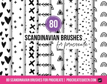 Skandinavisch Procreate Pinselset: Kinderzimmer Muster, Monochrome Stempel (Digitaler Download)