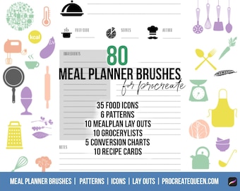 Procreate Food Planner Brushes: Rezept Journal, Essensplan (Digitaler Download)