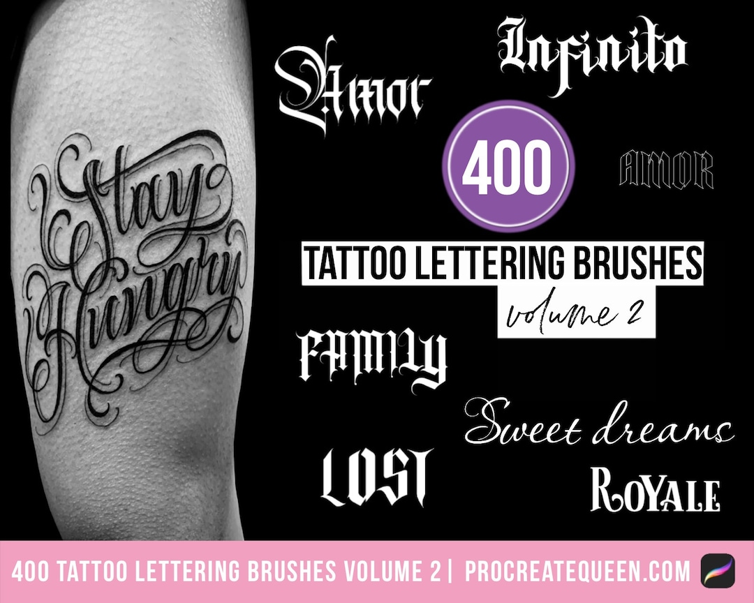 Tattoo Lettering Fonts: Procreate Brushes, Volume 2 (digital Download) -  Etsy, image size:1080x864