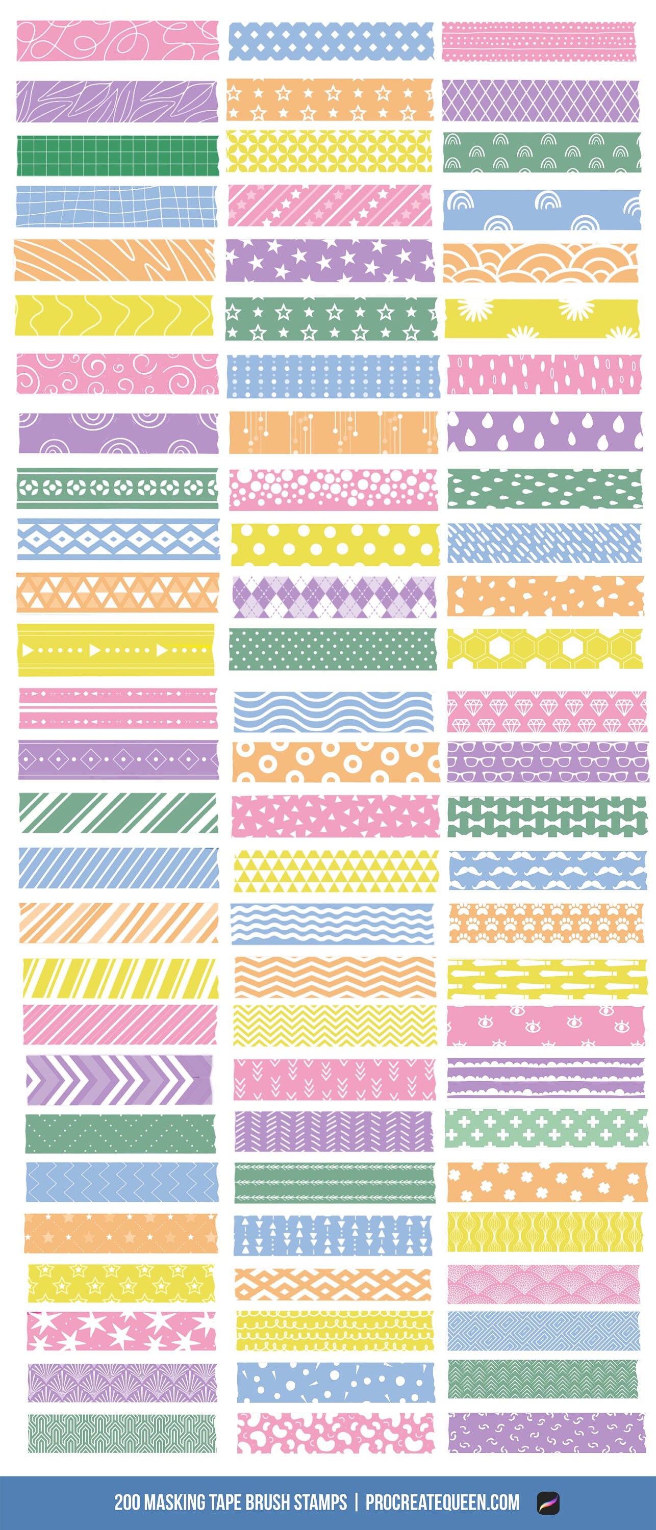200 Masking Tape Brushes for Procreate Washi Tape Masking Etsy
