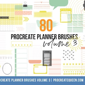 80 procreate stamps, procreate planner stamp brushes, calendar brush, bullet journal brushes, line brush, Goodnotes planner, iPad planner