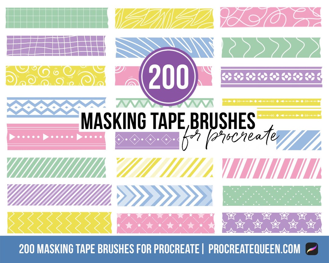 200 Masking Tape Brushes for Procreate Washi Tape Masking Etsy
