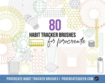 80 Procreate Habit Tracker Stempel: Planer Pinsel (Digitaler Download)