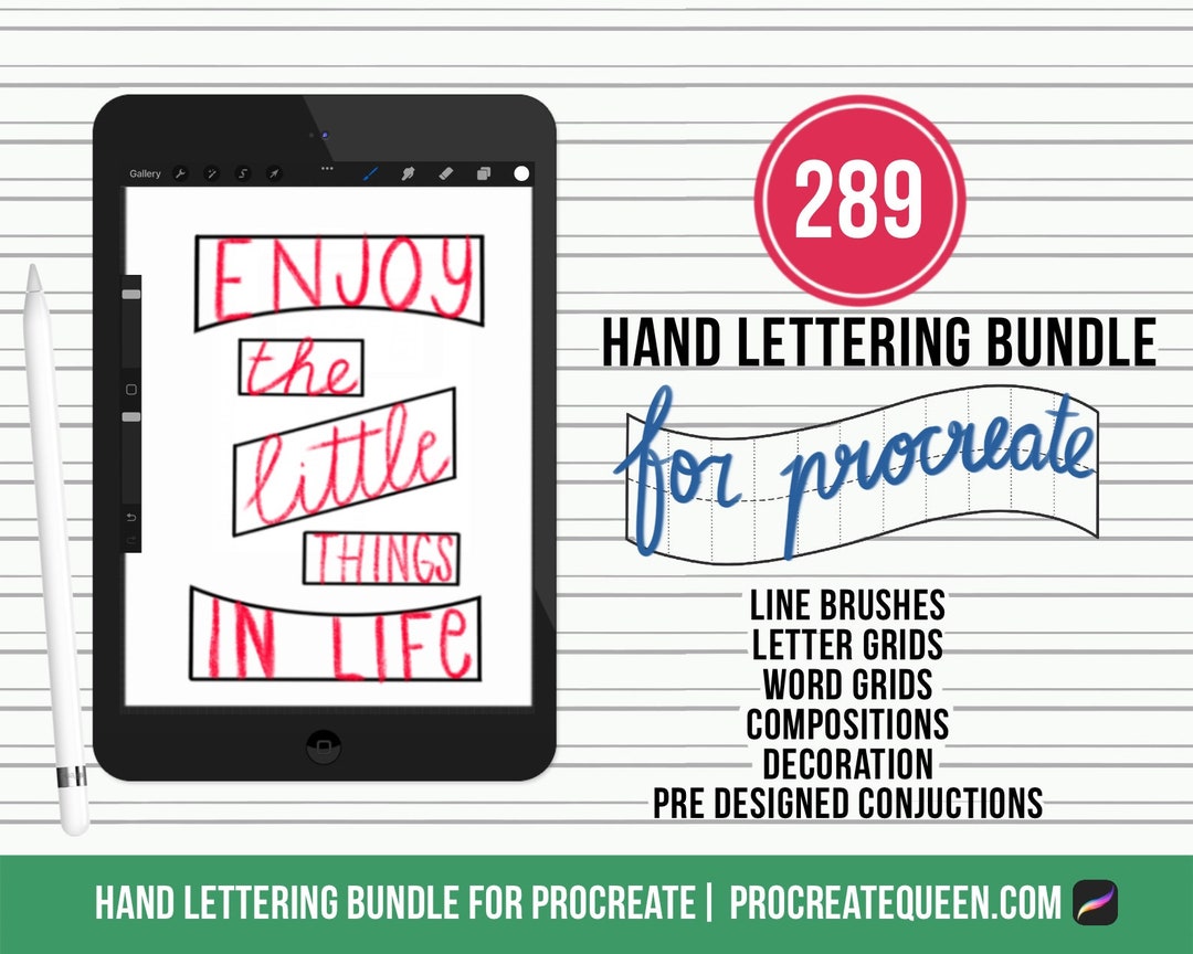 Hand Lettering Brushes for Procreate, Hand Lettering Grids, Lettering ...