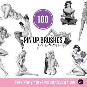 100 pin up stamp brushes, pinup procreate brushes, pinup procreate, pin up brushes, pin up procreate stamps