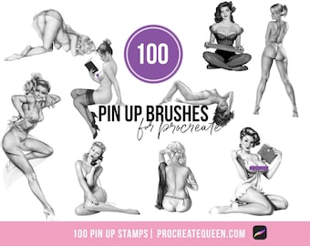 100 pin up stamp brushes, pinup procreate brushes, pinup procreate, pin up brushes, pin up procreate stamps
