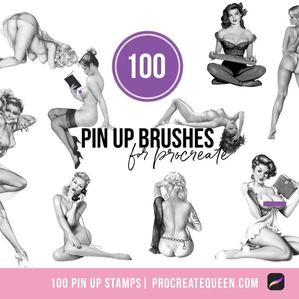 100 pin up stamp brushes, pinup procreate brushes, pinup procreate, pin up brushes, pin up procreate stamps