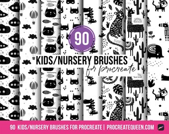 Skandinavisches Kinderzimmer Procreate Pinselset: Monochrome Muster (Digitaler Download)