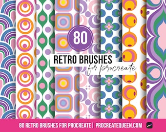 80 Retro Pattern Brushes: 70er Jahre Disco Designs für Procreate