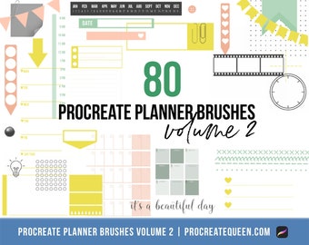 80 Procreate Planner Stempel: Kalender & Journal (Digitaler Download)