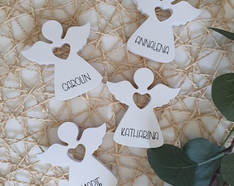 Gepersonaliseerde engel | Beschermengel cadeau | Doopcadeau | Witte decoratieve engel | Herinnering voor een doodgeboren kind | Kerstengelbeeldje