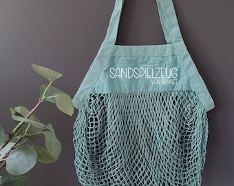 Netztasche Sandspielzeug Netzbeutel personalisiert mit Namen Geschenk für Kinder