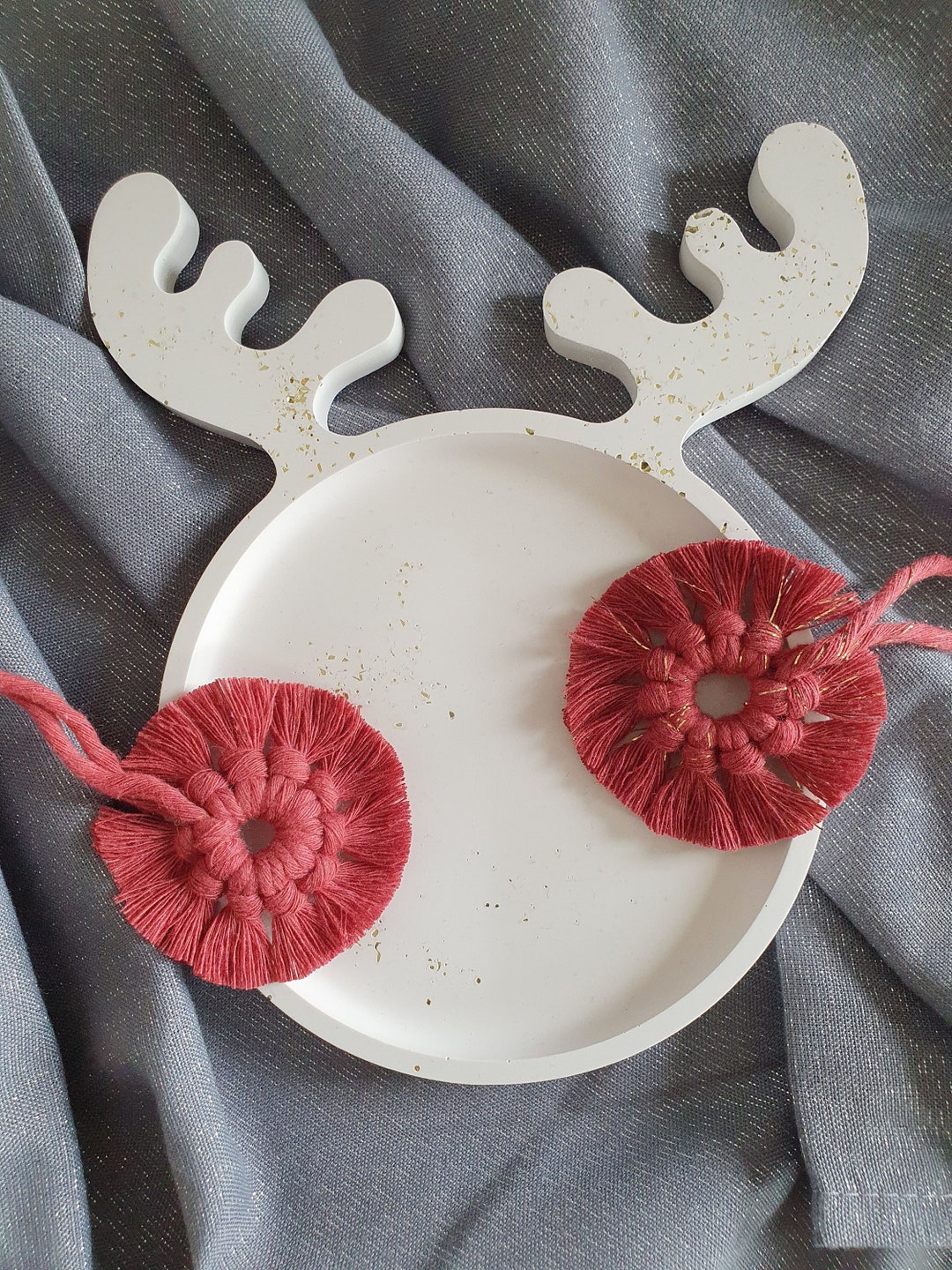 Decorative Christmas Reindeer Plate Optionally With Glitter Etsy UK