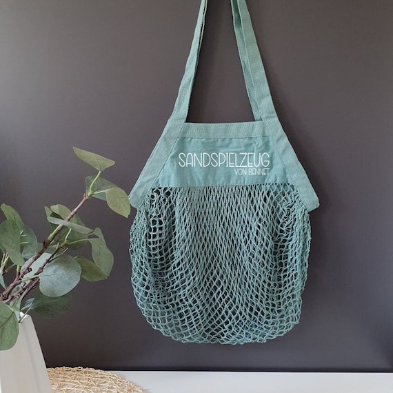 Netztasche Sandspielzeug Netzbeutel personalisiert mit Namen Geschenk für Kinder