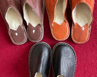 Handmade Moroccan slippers with 100% lined wool