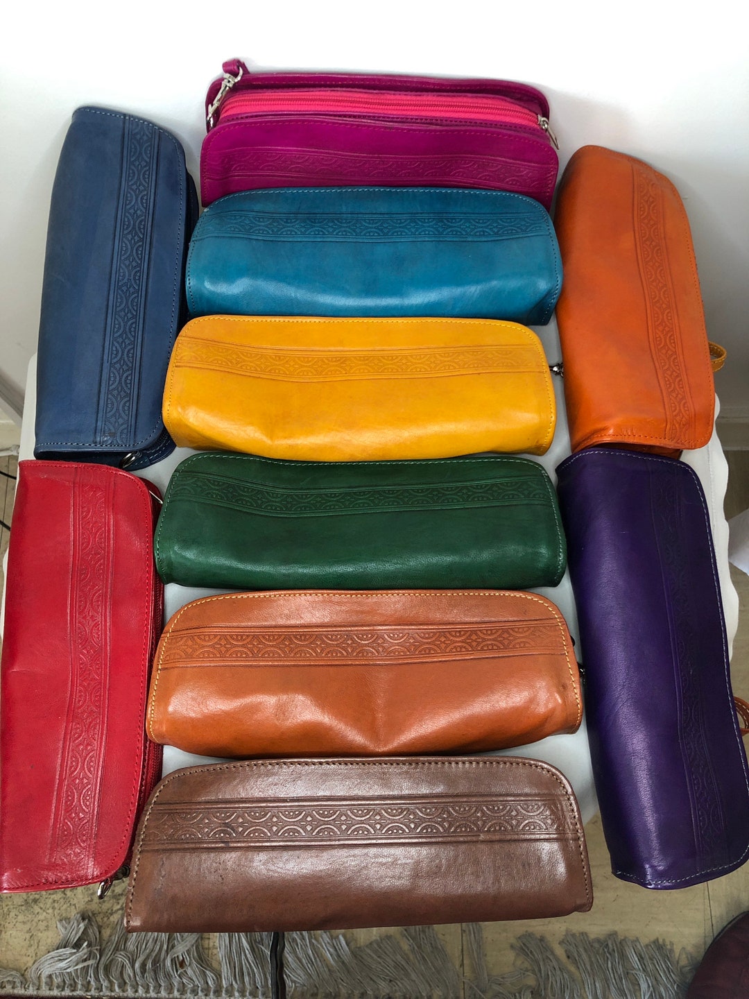 Mini Trousse En Cuir Véritable - Pochette Fermeture à Pression Pour Maquillage, Bijoux, écouteurs - Marron