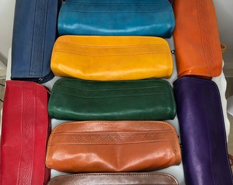Genuine leather pencil case or makeup case