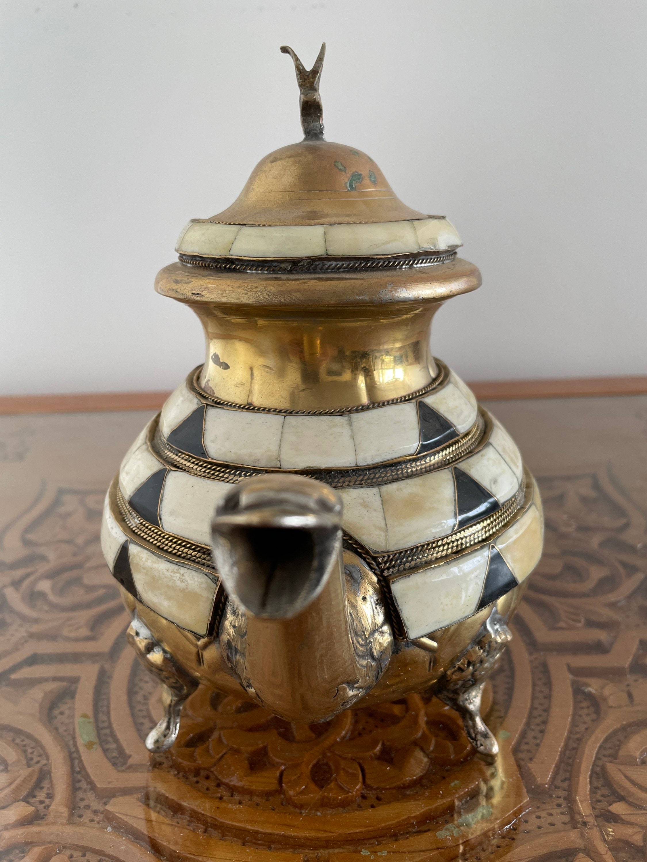 モロッコのヴィンテージ シルバーメッキ 手作りティーポット - Etsy 日本