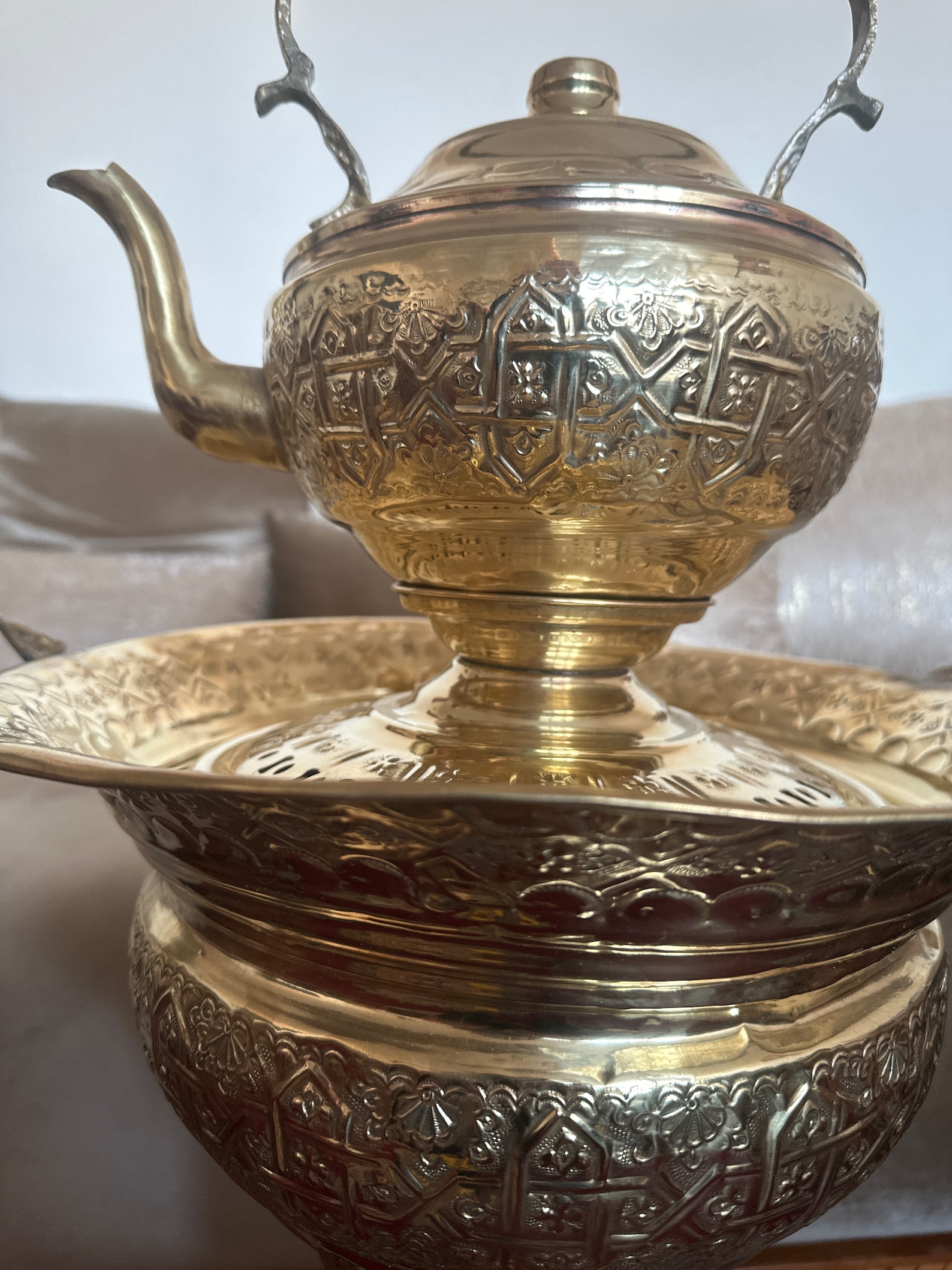 Moroccan Brass Hand-Washing Set with Traditional Tass Basin — view 2