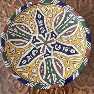Plato de cerámica marroquí Fez pintado a mano hecho a mano, cuenco 20 cm