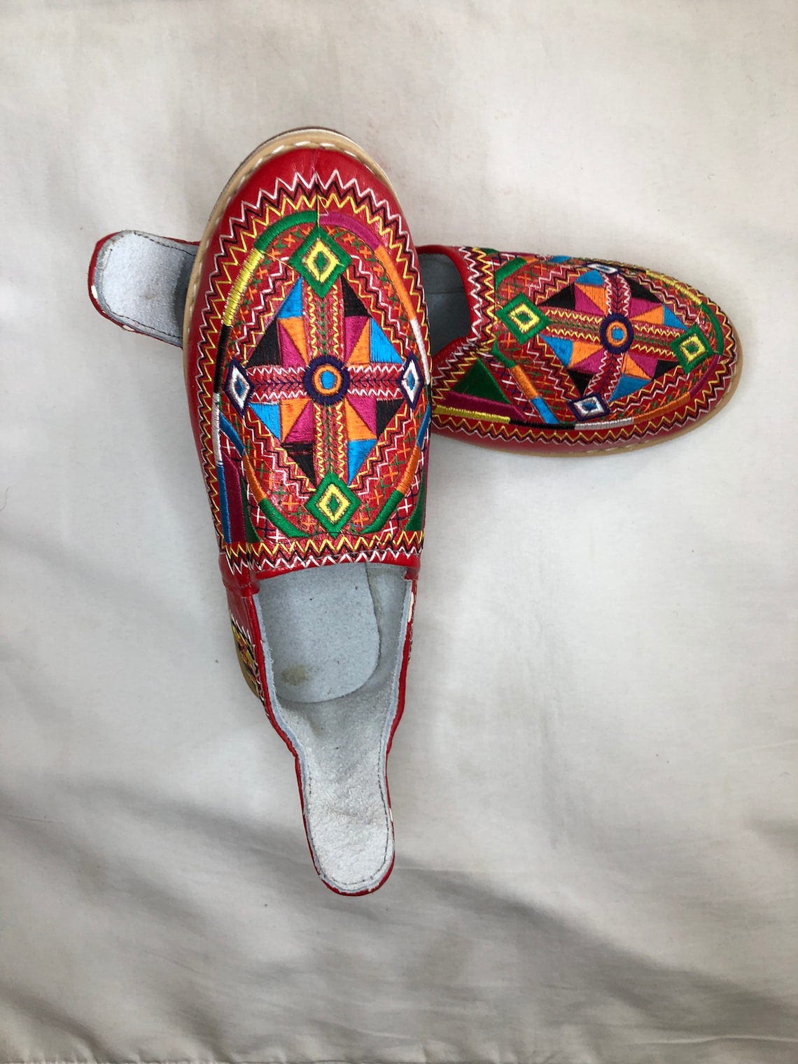 Genuine Moroccan leather slippers multi colour Etsy