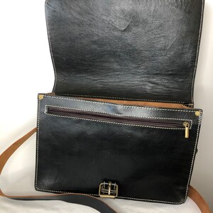 Leather messenger/ satchel black image 3