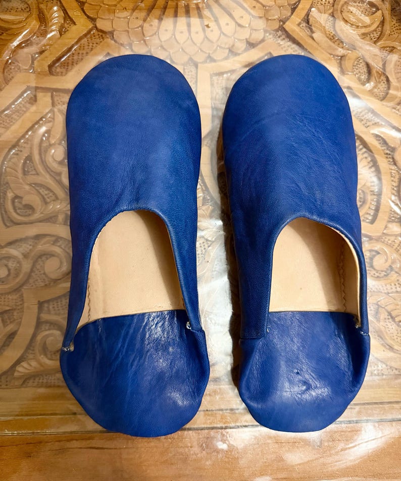 Handmade Moroccan Leather Slippers | Colourful Babouche House Shoes | Genuine Leather Indoor Slippers | Artisan Gift from Morocco image 2
