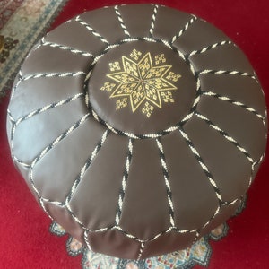 Handmade Hand-stitched Moroccan Genuine Leather Pouffes